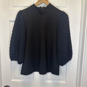 THML‎ Black Textured Sleeve Blouse
